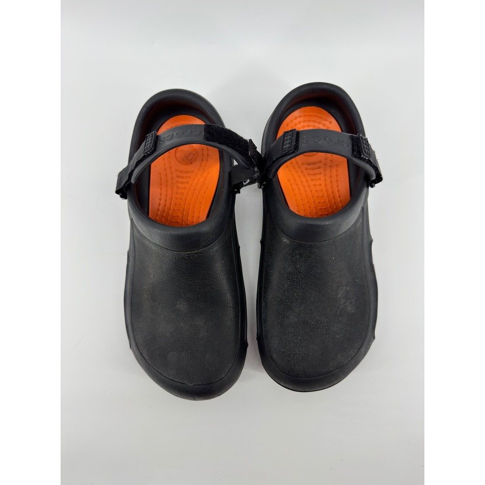 Crocs Bistro Pro LiteRide Clogs Mens 12 Womens 14 Black Orange Work Shoes Clogs